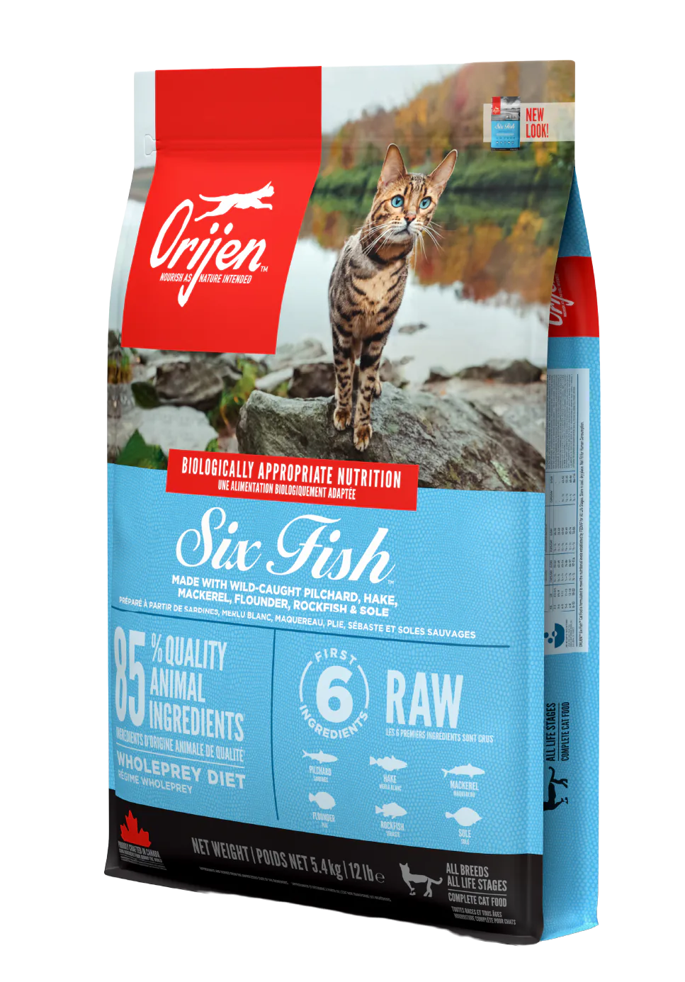 ORIJEN Six Fish dry cat food bag