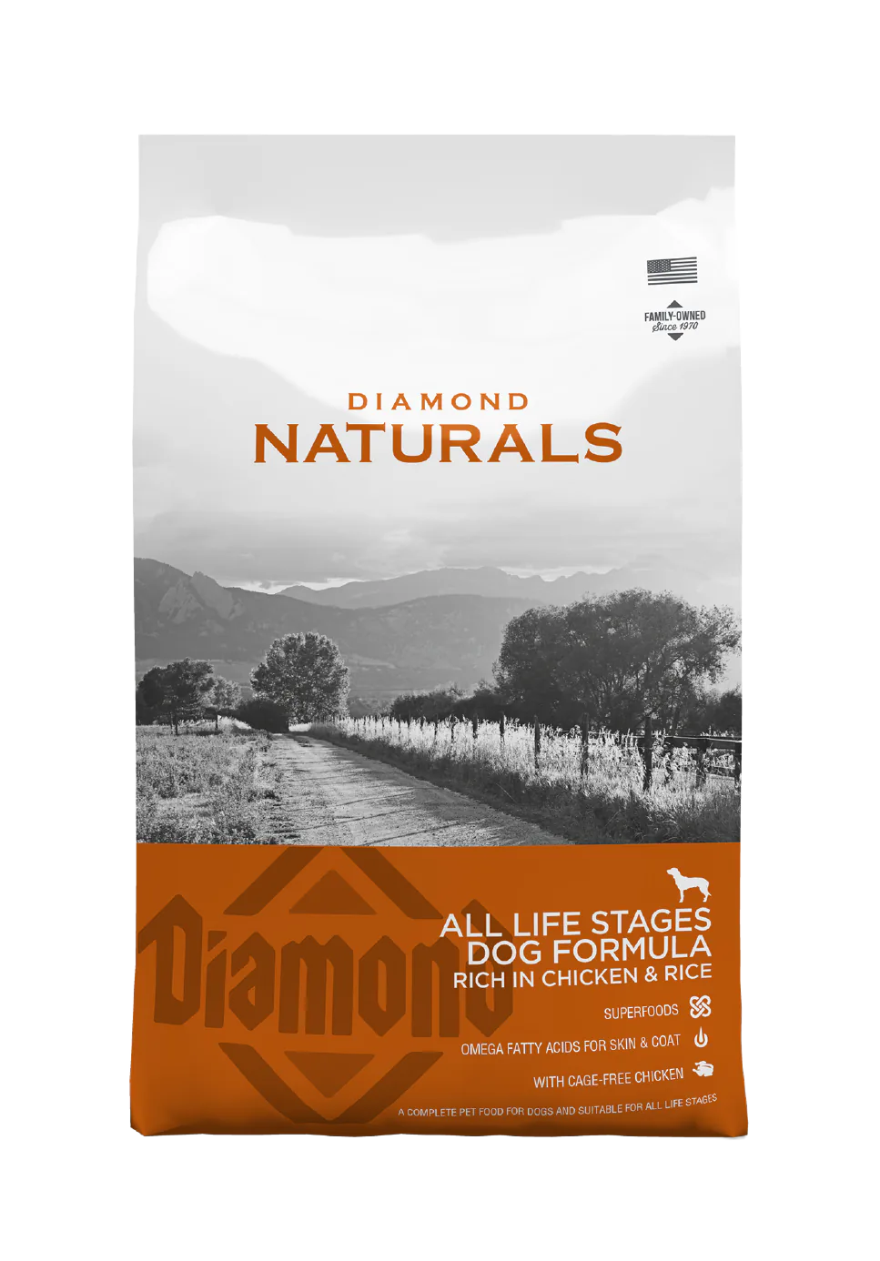 Diamond Naturals All Life Stages Dog Formula, Rich in Chicken & Rice, dry dog food bag