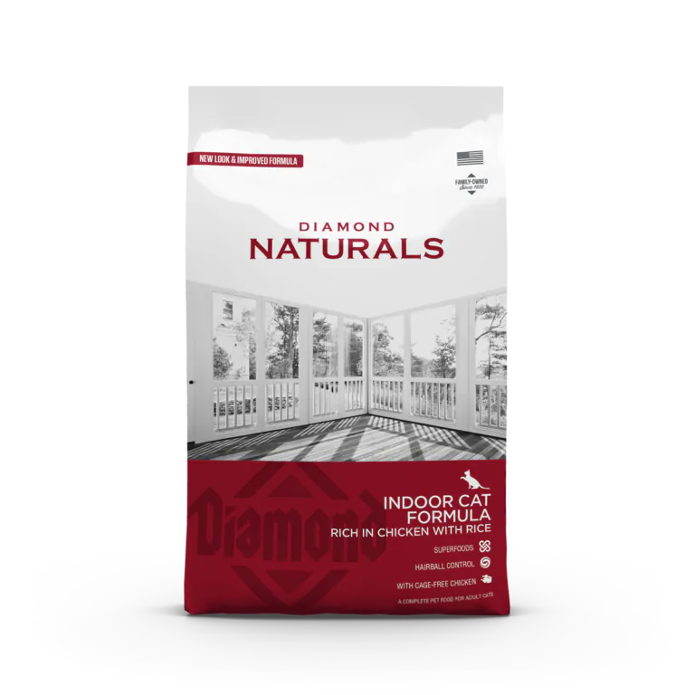 Diamond Naturals Indoor Cat Formula, Rich in Chicken with Rice, dry cat food bag