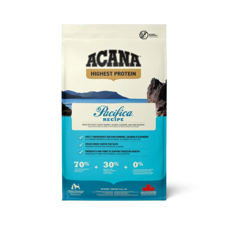 ACANA Pacifica Recipe dry dog food bag