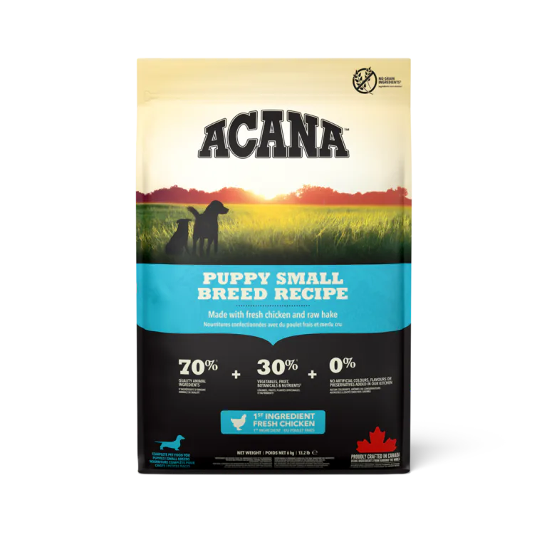 ACANA Puppy Small Breed Recipe dry dog food bag