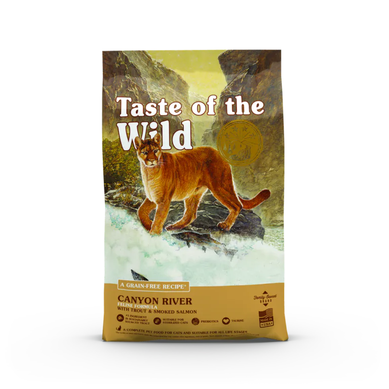 Taste of the Wild Canyon River Feline Formula with Trout & Smoked Salmon, dry cat food bag