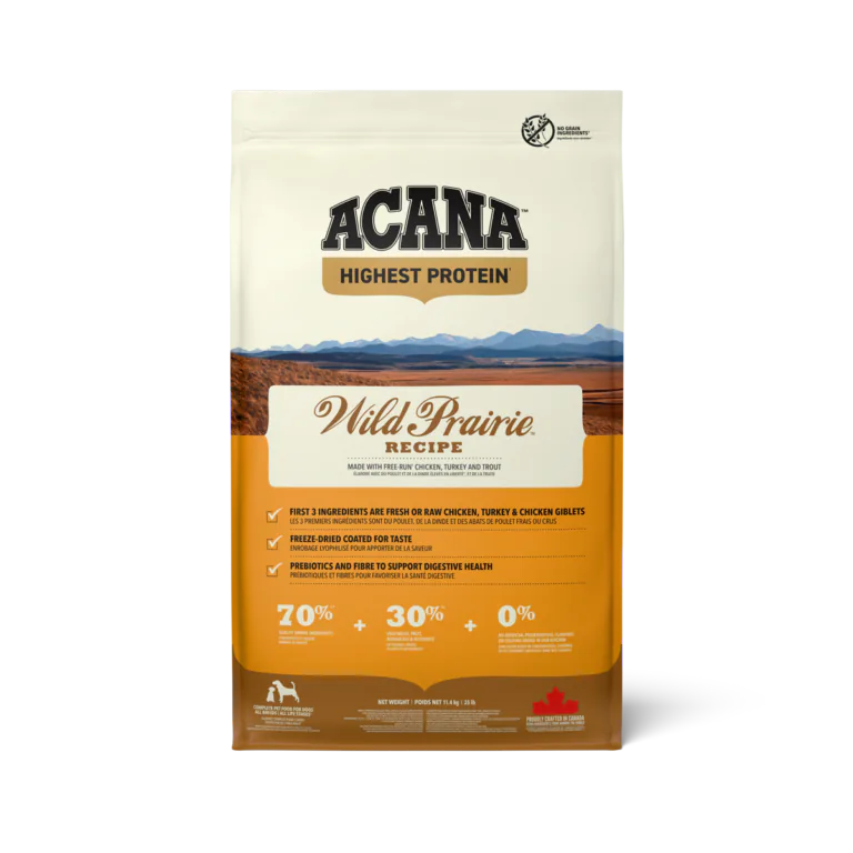 ACANA Wild Prairie Recipe dry dog food bag