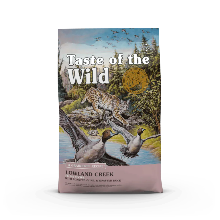 Taste of the Wild Lowland Creek Feline Formula with Roasted Quail & Roasted Duck, dry cat food bag